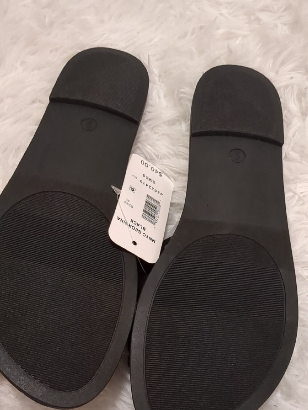 Madden NYC Black Slide Sandals with Gold Buckle Size 9 - Picture 6 of 12